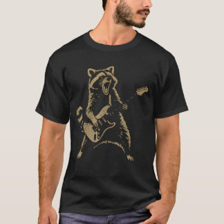 Raccoon Playing Guitar Rock Star Rock And Roll Men T-Shirt