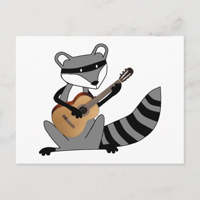 Raccoon Playing the Guitar Postcard (Front)
