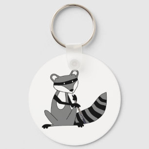 Raccoon Playing the Oboe Keychain