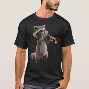 Raccoon Playing Trumpet Funny Trumpet Band Raccoon T-Shirt