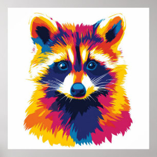 Raccoon Portrait Illustration Watercolour Painting Poster