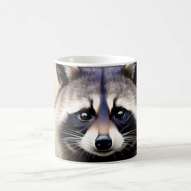 Raccoon Portrait Watercolor Coffee Mug (Center)