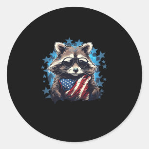 Raccoon proudly US Flag Trash Panda Lover Classic Round Sticker