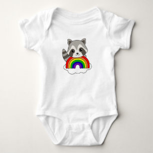 Raccoon Rainbow Sweet Animals Colourful Raccoon Baby Bodysuit