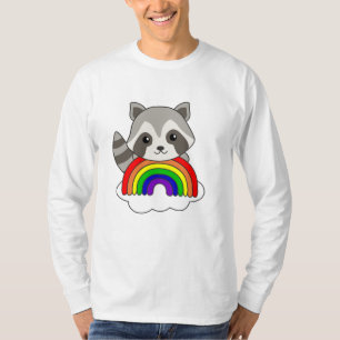Raccoon Rainbow Sweet Animals Colourful Raccoon T-Shirt