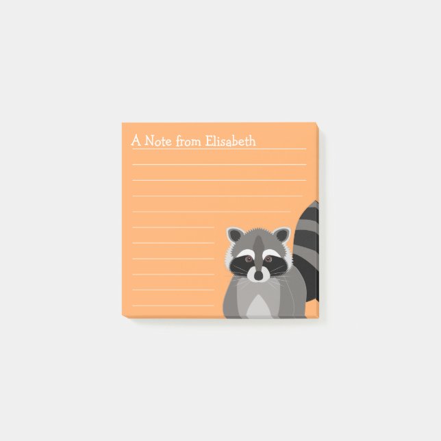 Raccoon Rascal Custom Colour and Name Post-it Notes (Front)