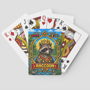 Raccoon Retro 8-Bit Pixel Art Playing Cards