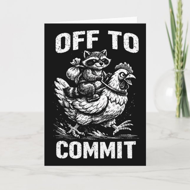 Raccoon Riding Chicken Off To Commit Software Deve Card (Front)