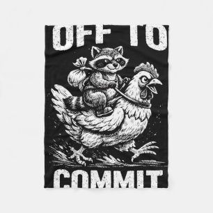 Raccoon Riding Chicken Off To Commit Software Deve Fleece Blanket