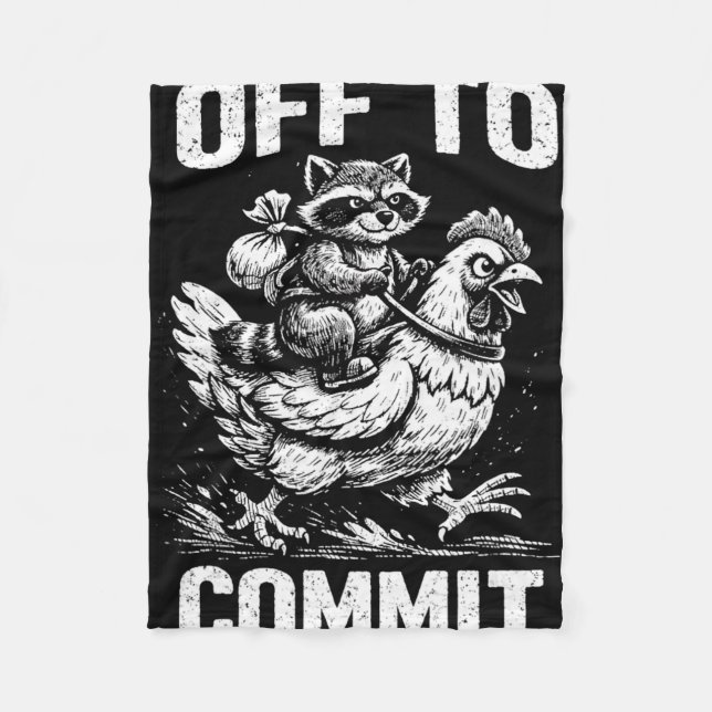 Raccoon Riding Chicken Off To Commit Software Deve Fleece Blanket (Front)