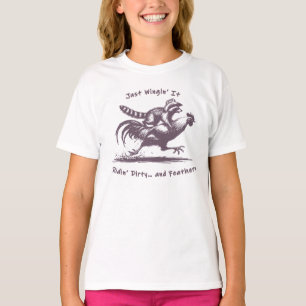 Raccoon Riding Rooster – Barnyard Rodeo Cowboy T-Shirt
