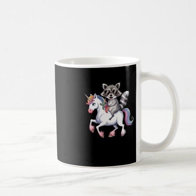 Raccoon Riding Unicorn Cute Animal Fantasy For Kid Coffee Mug (Right)