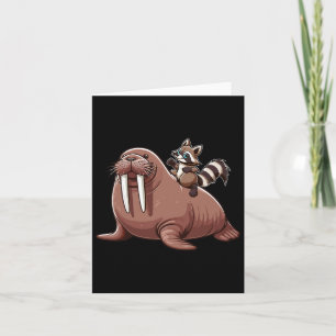 Raccoon Riding Walrus Costume Sea Animal Lover Kid Card