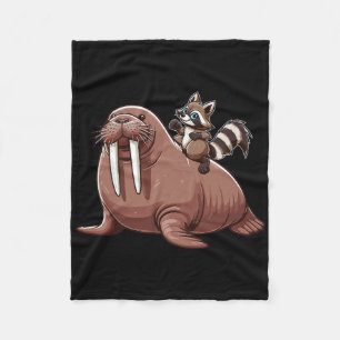 Raccoon Riding Walrus Costume Sea Animal Lover Kid Fleece Blanket