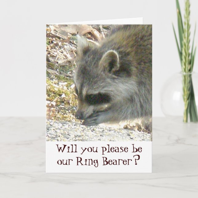 Raccoon Ring Bearer Request Card (Front)