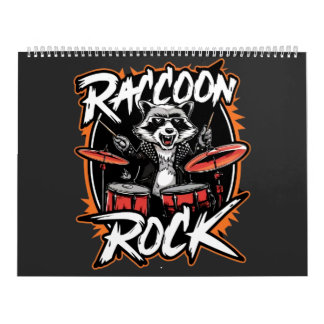 Raccoon Rock T-shirt - Funny Raccoon Cowboy Design Calendar