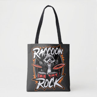 Raccoon Rock T-shirt - Funny Raccoon Cowboy Design Tote Bag