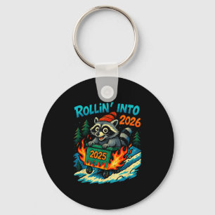 Raccoon Rollin Into 2026 Dumpster Fire New Year Me Keychain