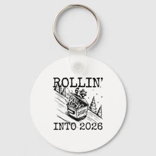 Raccoon Rolling Into 2026 Happy New Year 2026 Funn Keychain