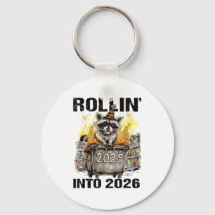 Raccoon Rolling Into 2026 Happy New Year 2026 Funn Keychain
