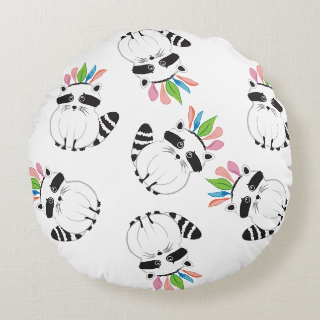 Raccoon Round Pillow (Front)