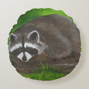 Raccoon Round Pillow