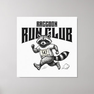 Raccoon Run Club Marathon Retro Trash Panda  Canvas Print