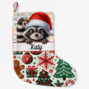 Raccoon Santa Christmas Stocking & Holiday accents