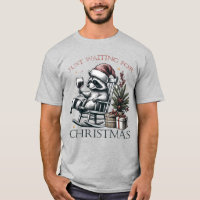 Raccoon Santa Hat Drinking Wine Christmas Festive