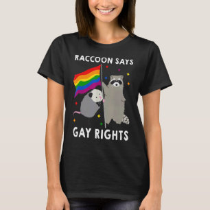 Raccoon Say Gay Rights Human Rights Equality Lgbtq T-Shirt
