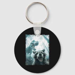 Raccoon Selfie With Tyrannosaurus T Rex Adventure  Keychain