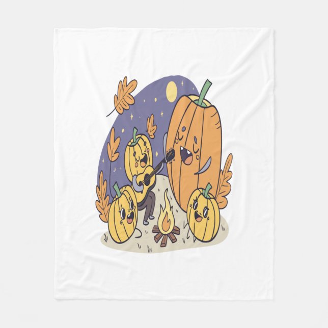 Raccoon Shirt Country Pumpkin Fleece Blanket (Front)