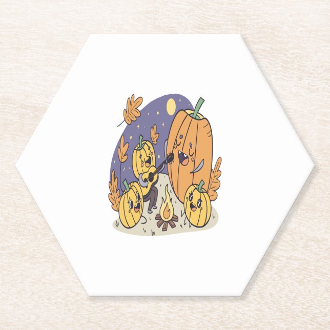 Raccoon Shirt Country Pumpkin Paper Coaster (Front)