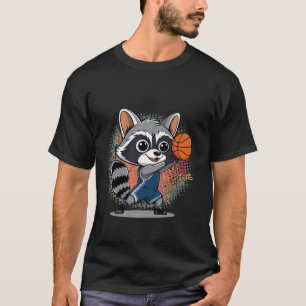 raccoon shooting playing basketball T-Shirt