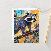 Raccoon Skateboarding