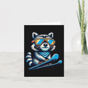 Raccoon Skiing Funny Winter And Outdoors Cute And  Card
