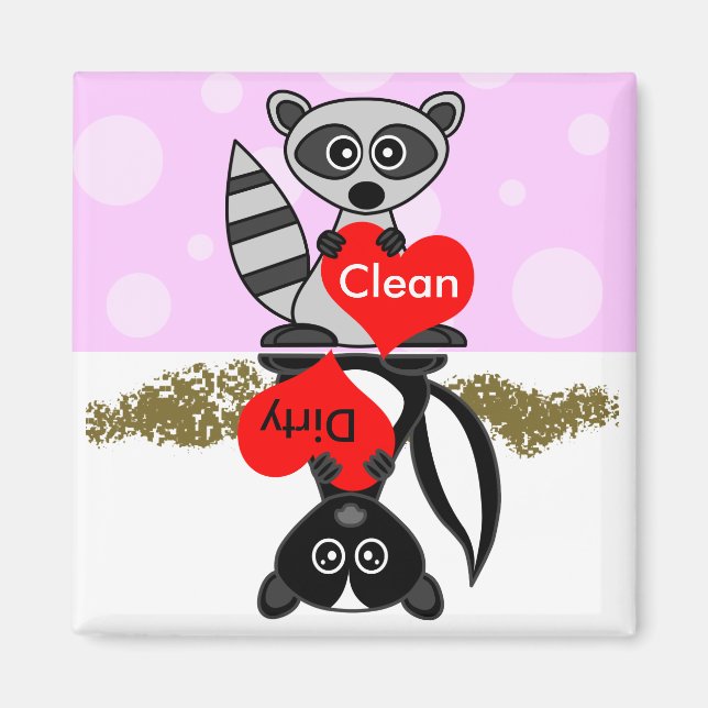 Raccoon & Skunk Clean / Dirty Dishwasher Magnet (Front)