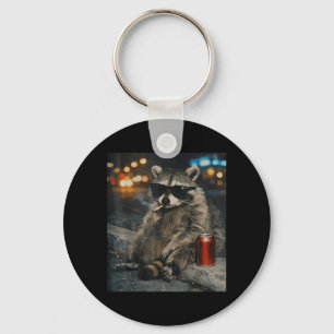 Raccoon Smoking Cigarette Funny Animal Meme Keychain