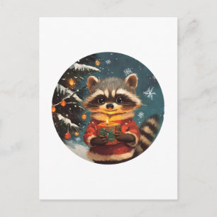 Raccoon snow Christmas songs Postcard