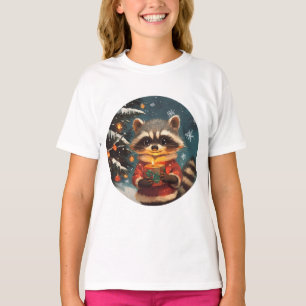 Raccoon snow Christmas songs T-Shirt