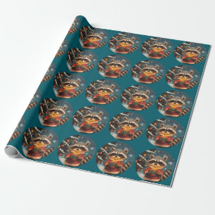 Raccoon snow Christmas songs Wrapping Paper