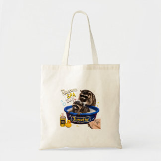 Raccoon Spa Day Jimothy Bubble Bath Cute Trash Tote Bag