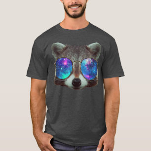 Raccoon Space Glasses Astronaut Raccoon Round Gla T-Shirt