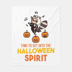 Raccoon Spirit Halloween Pumpkin Party Fleece Blanket