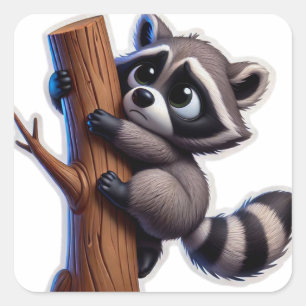 raccoon square sticker