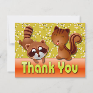 RACCOON & SQUIRREL THANK YOU NOTE CARD