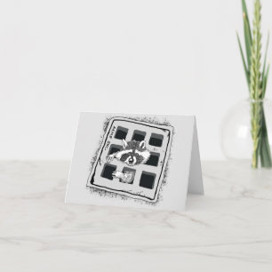 Raccoon Stuck in Grate Illustration Card