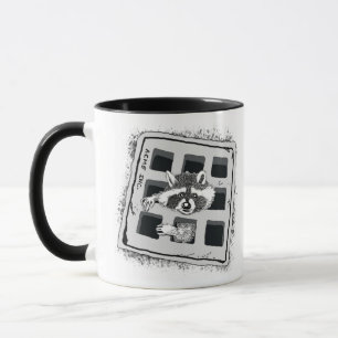 Raccoon Stuck in Grate Illustration Mug