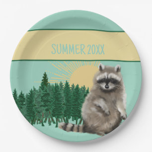 Raccoon Summer Paper Plate