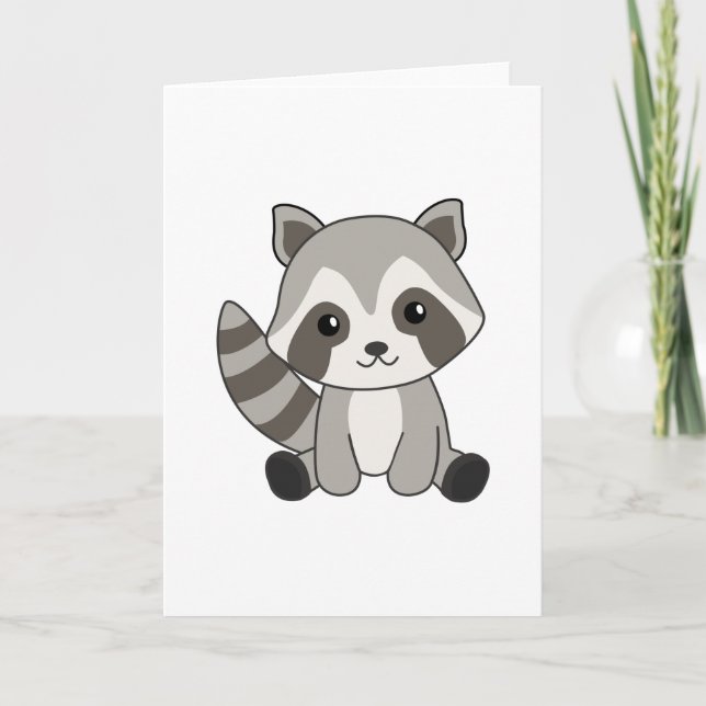 Raccoon Sweet Animals For Kids Funny Raccoons Card (Front)